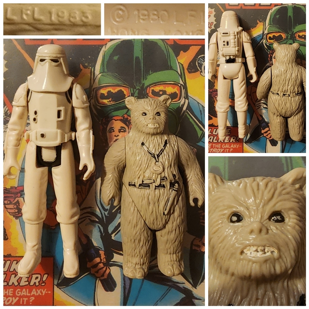 Vintage Kenner 1980 & 1983 Star Wars Ewok Snowtrooper Action Figures Lot of (2)